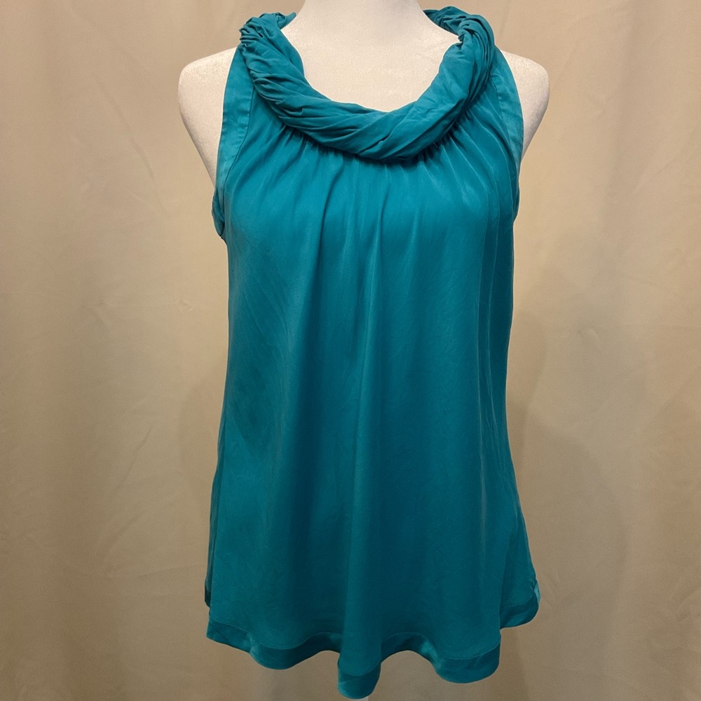 Banana Republic Teal Sleeveless Cowl Neck Blouse